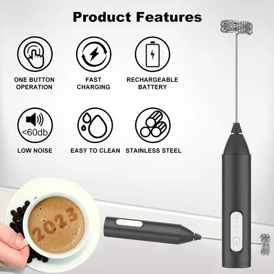 FoamPro™ Electric Milk Frother – USB Rechargeable Coffee & Matcha Mixer