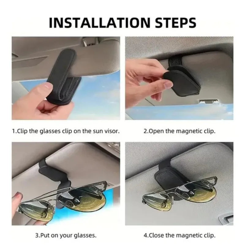 Magnetic Car Sun Visor Glasses Holder – Secure Sunglasses Clip