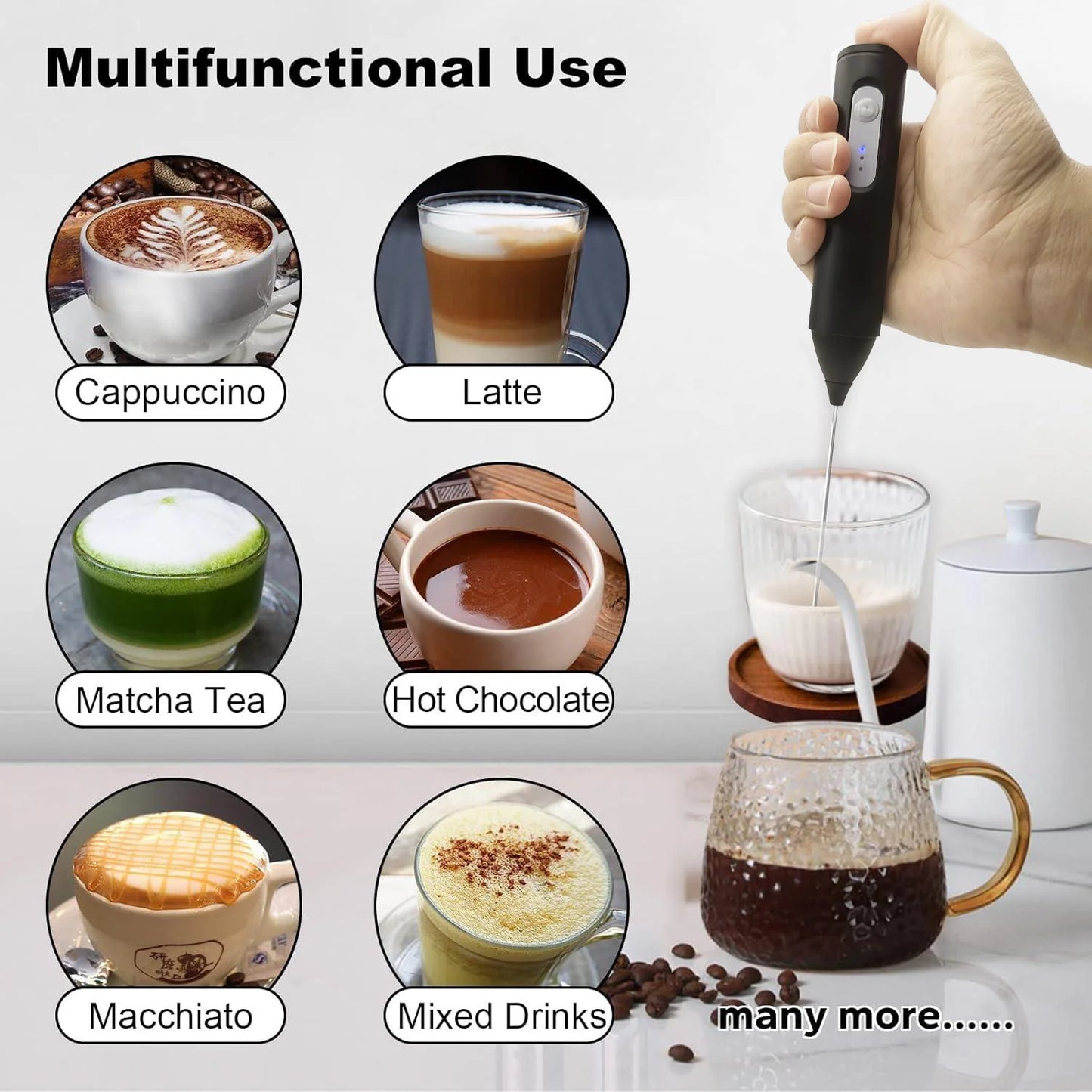 FoamPro™ Electric Milk Frother – USB Rechargeable Coffee & Matcha Mixer